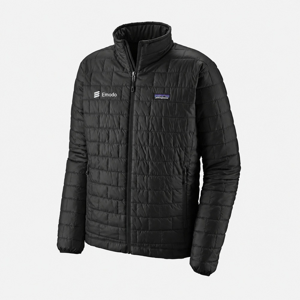 Patagonia Mens Nano Puff Jacket Black Emodo Logo Insulated Medium NWT 84212 FA21